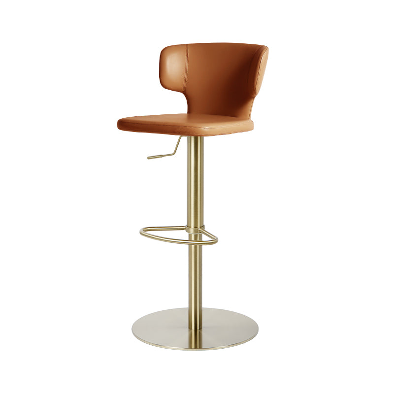 Plain-grain Cowhide HD-7556 bar chair by Heduedmobel store featuring a sleek wooden frame and cowhide upholstery.