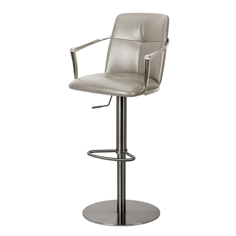 Bar chair with Mohair and PU leather upholstery, featuring full grain leather details, by Heduedmobel store.