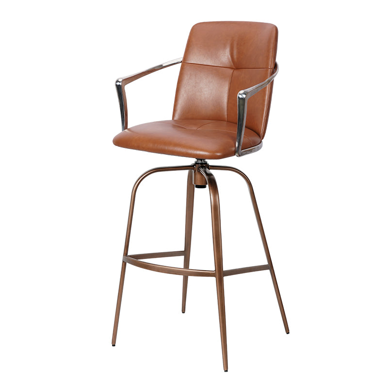 Bar chair with Mohair, Huabao PU leather, and full grain leather upholstery, featuring a modern design and sturdy metal frame.