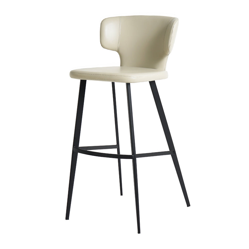 Heduedmobel HD-7136 bar chair with plain-grain cowhide PU leather seat and sleek metal legs, modern and stylish for bar or kitchen.